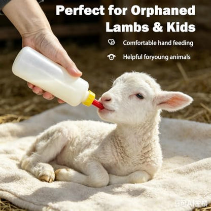5 PCS 400ml Goat Bottles for Feeding Baby Goats and 1 PCS 800ml Lamb Feeding Bottle with Hang Upside Down Design, Extra 6 Bottle Nipples, Milk Feeder Bottles for Farm, Sheep, Lamb, Calf, Pigle, Dog