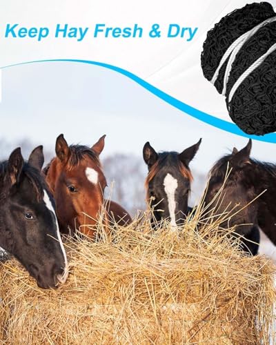 5x5Ft Round Bale Hay Net, Knotless Slow Feeder Hay Net for Horses - size: 5x5Ft