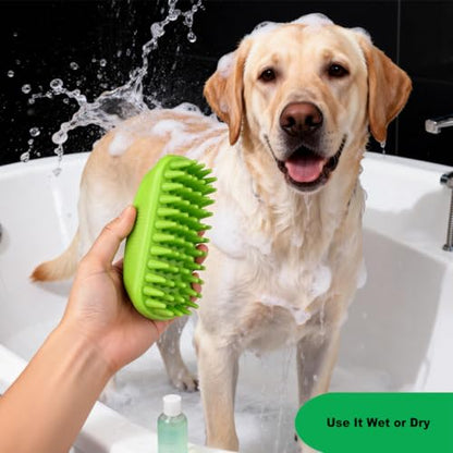Rubber Curry Brush for Short Haired Dogs, Gentle Curry Comb - color: Olive
