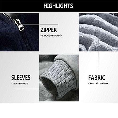MACHLAB Men's Pullover Winter Workout Fleece Hoodie Jackets Full Zip Wool Warm Thick Coats - color: W02blackgray, size: Small