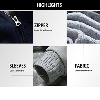 MACHLAB Men's Pullover Winter Workout Fleece Hoodie Jackets Full Zip Wool Warm Thick Coats - color: W02blackgray, size: Medium