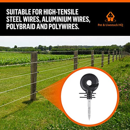 Electric Fence Insulators Screw-in Wooden Posts - Suitable for Polytape Polywire Tape Rope Electric Wire