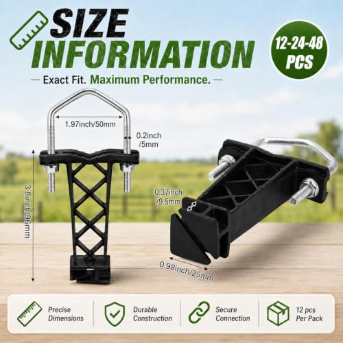Tondiamo 12 Pcs Tube Post Insulator, Electric Chain Link Fence T Post Extender Insulators for Square Round Pipe Tubing Wire Vinyl Picket Fence (Black) | Extender Insulators for Square Round Pipe Tubing Wire Vinyl Picket Fence - style: Black