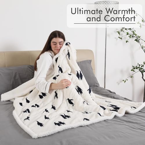 Electric Throw Blanket, Heated Throw Blanket Flannel Sherpa 50"x60" - color: Ice White, size: Throw-50"x60"