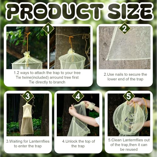 Qualirey 2 Pack Spotted Lanternfly Trap Lanternfly Killer for Tree,Yellow - color: Yellow