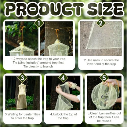 Qualirey 2 Pack Spotted Lanternfly Trap Lanternfly Killer for Tree,Yellow - color: Yellow
