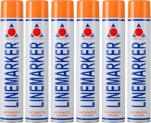 Aerosol Solutions Line Marker Orange 26 Oz [Pack of 6] All Purpose Marking Striping Spray Paint | High Visibility Perfect for Landscaping, Athletics, Sports Fields & Pavement - color: Orange, size: 26 Ounce (Pack of 6)