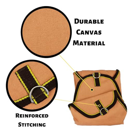 Tahoe Tack Pair of 2 Extra Wide 19" x 12" x 20" Canvas Hay Bags for Horses and Livestock Fits 3-4 Large Flakes of Hay (Tan) - color: Tan