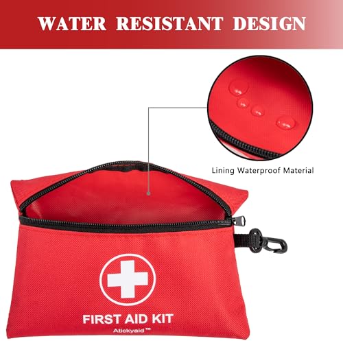 Mini First Aid Kit - 140 Piece Small First Aid Medical Kit | Emergency First Aid Supplies and Survival Kit for Car, Home, Office, Travel, Camping, Sports, Outdoor, School - size: 140 Pieces