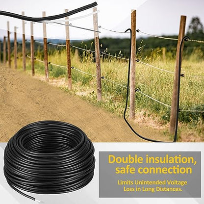 Kanayu Electric Fence Wire Double Insulated,Black,164 Ft, 14 Guage - size: 164 Ft, 14 Guage