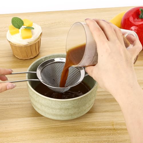 3 Pack Fine Mesh Strainer 304 Stainless Steel Small Sieve Sifter for Food, Tea, Juicing, Cocktail, Cooking (3.35")