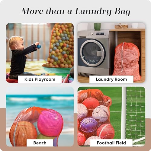Handy Laundry Mesh XL Laundry Bag 24"x36", Heavy Duty Drawstring, Orange - color: Orange