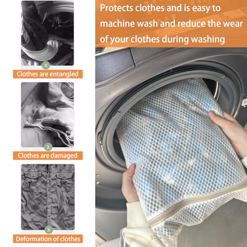 6Pcs Durable Honeycomb Mesh Laundry Bags for Delicates (3L 3M) Beige - color: Beige