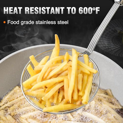 Walfos Spider Strainer - 5.5 Inch Stainless Steel Fryer Scoop, Kitchen Spider Skimmer Strainer With Handle, For Cooking Deep Fryer, Pasta, Spaghetti, Noodle, Vegetables, Egg - style: 1 Pcs Spider Strainer