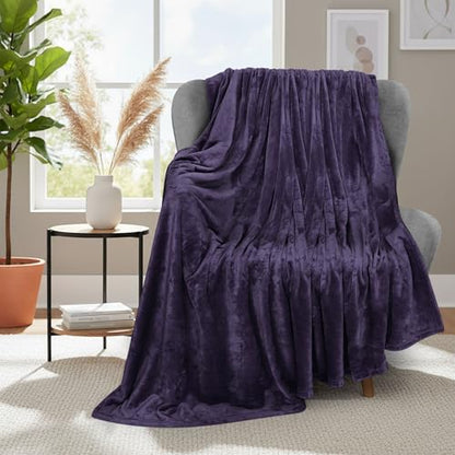 Utopia Bedding Ultra Soft Fleece Bed Blanket Throw Size Purple (50x60 Inch) - color: Purple, size: Throw (50x60 Inch)