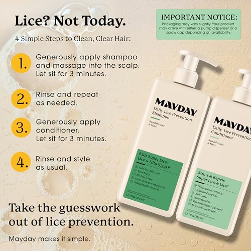 MAYDAY Daily Lice Routine, 12oz Shampoo & Conditioner, Sandalwood & Mint - style: Daily Bundle - Large