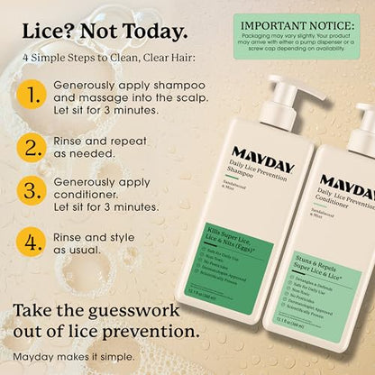 MAYDAY Daily Lice Routine, 12oz Shampoo & Conditioner, Sandalwood & Mint - style: Daily Bundle - Large