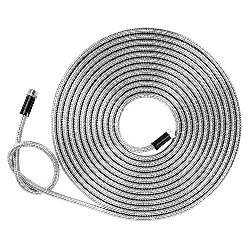 Beaulife Metal Garden Hose 50 ft Flexible No Kink Lightweight RV Drinking Water Hose Extension Leader Hose Heavy Duty Outdoor - size: 50Ft