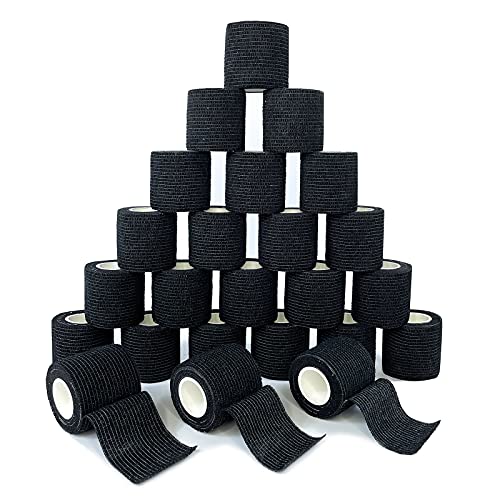 Carbou Self Adhesive Bandage Wrap 2" x 5yd 24ct Vet & Athletic Black - color: Black, size: 24 Count (Pack of 1)