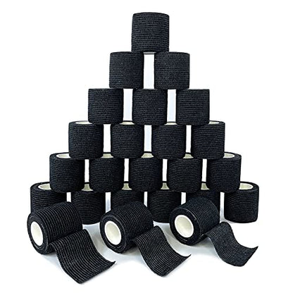 Carbou Self Adhesive Bandage Wrap 2" x 5yd 24ct Vet & Athletic Black - color: Black, size: 24 Count (Pack of 1)
