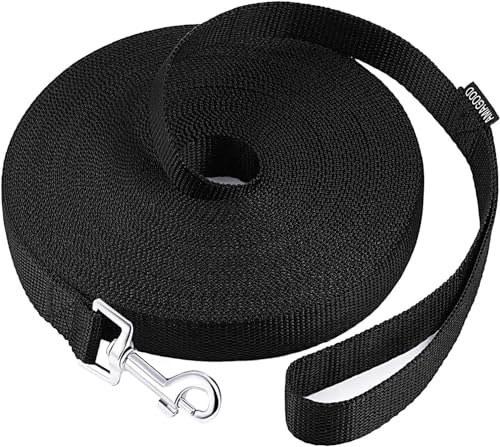 AMAGOOD Dog/Puppy Obedience Recall Training Agility Lead-15 ft 20 ft 30 ft 50 ft Long Leash-for Dog Training,Tie Out,Play,Safety,Camping (30Feet x 1Inch, Black) - color: Black, size: 1 Inch x 30 Feet