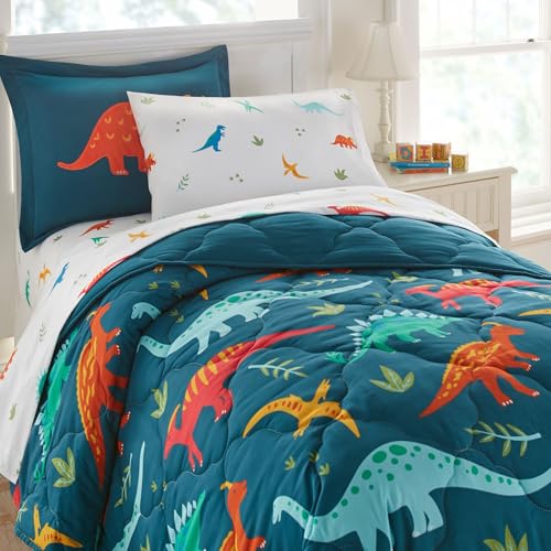 Wildkin Twin Sheet Set – Soft Microfiber, Fitted & Top Sheet, Pillowcase - Jurassic Dinosaurs - color: Jurrasic Dinosaurs