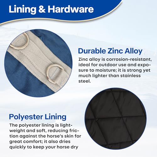 Winter 1200D Premium Turnout Horse Blanket,Medium Weight Waterproof Blanket (Back Length 78 inches (145cm) with Cover) - size: Back Length 78 inches ( 145cm ) with cover