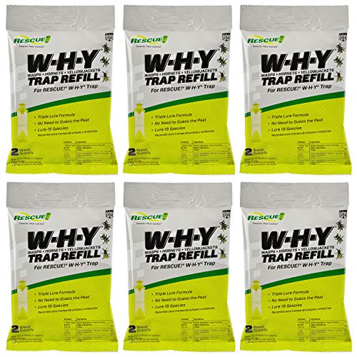 RESCUE! Non-Toxic Wasp, Hornet, Yellowjacket Trap (WHY Trap) Attractant Refill - 2 Week Refill - 6 Pack