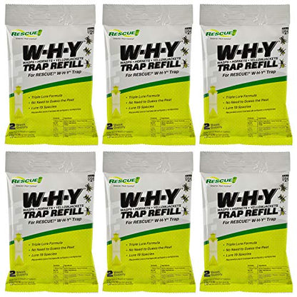 RESCUE! Non-Toxic Wasp, Hornet, Yellowjacket Trap (WHY Trap) Attractant Refill - 2 Week Refill - 6 Pack