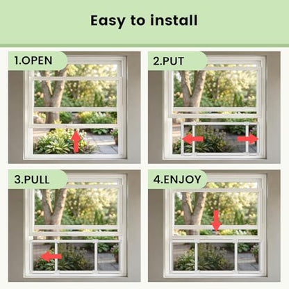 FLYZZZ Adjustable Window Screen for Hung Windows, White Expandable Horizontal Sliding Screen, 16" H x 21-40" W with Black Fiberglass Mesh Removable Window Screen Replacement,2-Pack - size: M(16" H x 21-40" W )- 2 Packs