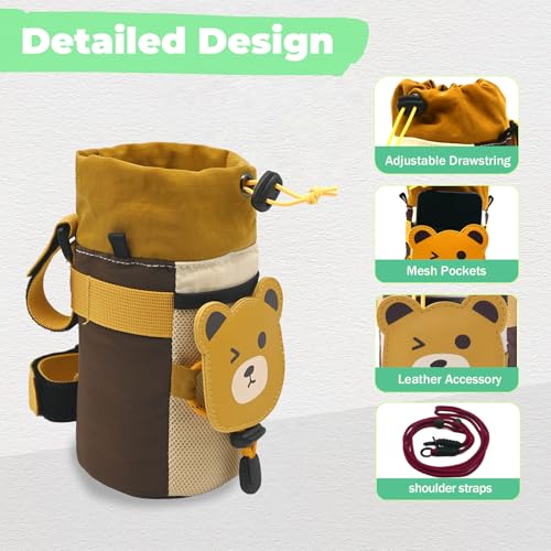 Cute Animals Bike Water Bottle Holder with Shoulder Straps, Universal Cycling Bicycle Drink Cup Cage for Kid's, Cruiser, Scooter, MTB, Road Bike (Bear) - color: Bear
