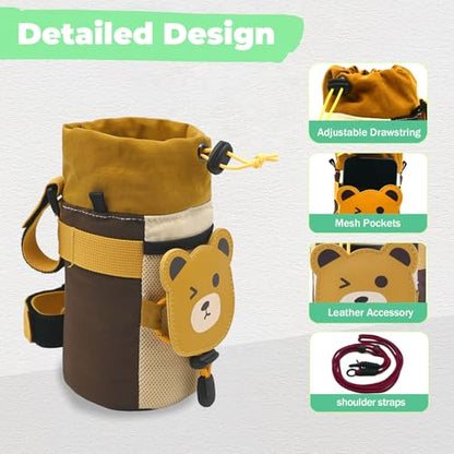 Cute Animals Bike Water Bottle Holder with Shoulder Straps, Universal Cycling Bicycle Drink Cup Cage for Kid's, Cruiser, Scooter, MTB, Road Bike (Bear) - color: Bear