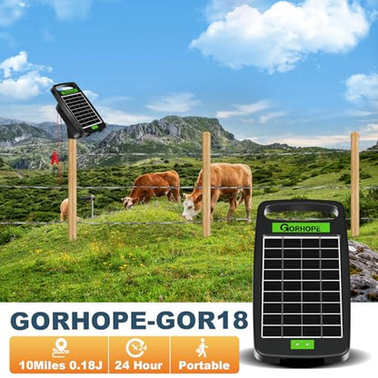 10 Miles Solar Electric Fence Charger,0.18J Powered 24-Hour Protection - size: GOR18 (10M0.18J)