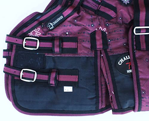 CHALLENGER 1200D Miniature Weanling Donkey Pony Horse Foal Winter Blanket - color: Burgundy Snowflake, size: 42 inches