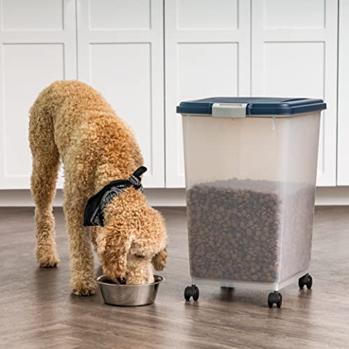IRIS USA Dog Food Storage Container, Up to 54 lbs, Navy, Made in USA - color: Navy, size: 54 lbs