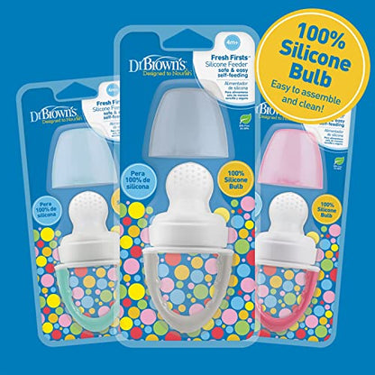 Dr. Brown's Fresh First Silicone Feeder, Pink & Grey, 2 Count - color: Pink & Gray, size: 2 Pack