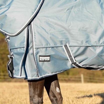 Jeffers Poplar Head Refuge 1200 Denier Turnout Blanket, Hamilton Blue, 75" – Waterproof & Breathable Horse Blanket, 240g Insulation, Adjustable Fit for Comfort & Safe Use, Durable Design - size: 75 in