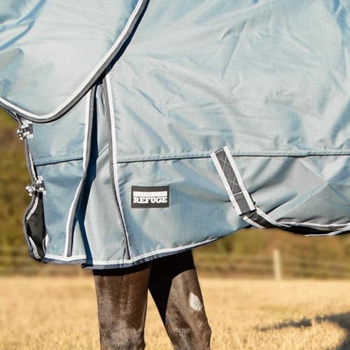 Jeffers Poplar Head Refuge 1200 Denier Turnout Blanket, Hamilton Blue, 69" – Waterproof & Breathable Horse Blanket, 240g Insulation, Adjustable Fit for Comfort & Safe Use, Durable Design - size: 69 in
