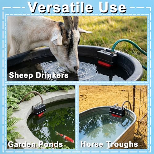 Lounsweer 4 Pack Water Trough Float Valve for Stock Tank Water Tank Float Valve Controlled, Monitors Level Adjustable Automatic for Livestock Cattle Goat Horse Swimming Pool Pond Farm