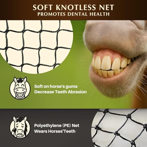 5x5 ft Round Bale Hay Net for Horses – 2 Inch Hole Slow Feeder – 4x4 and 6x6 Sizes Also Available – Knotless Mesh Design – Easy to Put On Over Bales – Built for Everyday Horse Feeding - size: Bale Size 5x5 FT