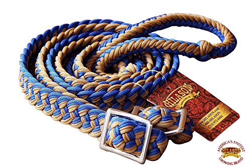 HILASON Braided Poly Barrel Horse Racing Reins Flat Grip Knots 1" X 8Ft | Rein Gifts - color: Tan-Purple