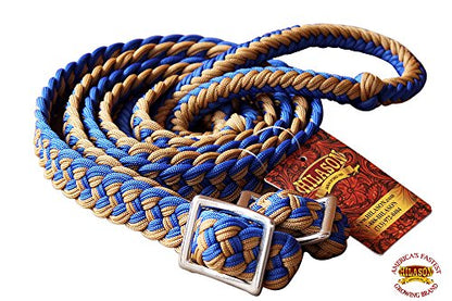 HILASON Braided Poly Barrel Horse Racing Reins Flat Grip Knots 1" X 8Ft | Rein Gifts - color: Tan-Purple