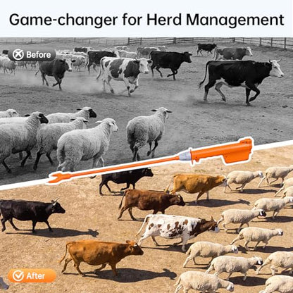 Cattle Prod Stick, 35.82in Rechargeable Waterproof Electric Livestock Prodder with 5000mAh Battery, 3-4h Working Time for Herding Cattle, Pigs, Sheep