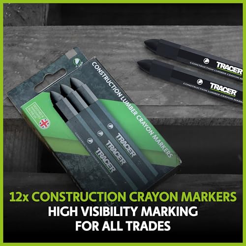 Tracer Black Lumber Crayon Markers, Pack of 12 - Construction - color: Black