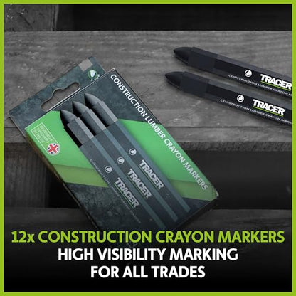 Tracer Black Lumber Crayon Markers, Pack of 12 - Construction - color: Black