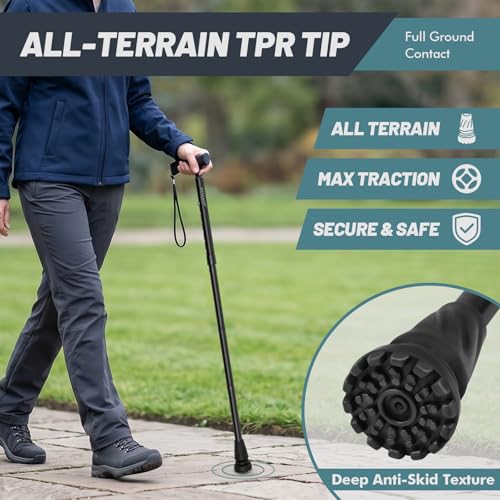 GPTCAMP Walking Cane T Handle Slip Resistant Adjustable for Men Women - color: Deep Blue