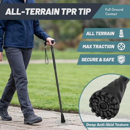 GPTCAMP Walking Cane T Handle Slip Resistant Adjustable for Men Women - color: Deep Blue
