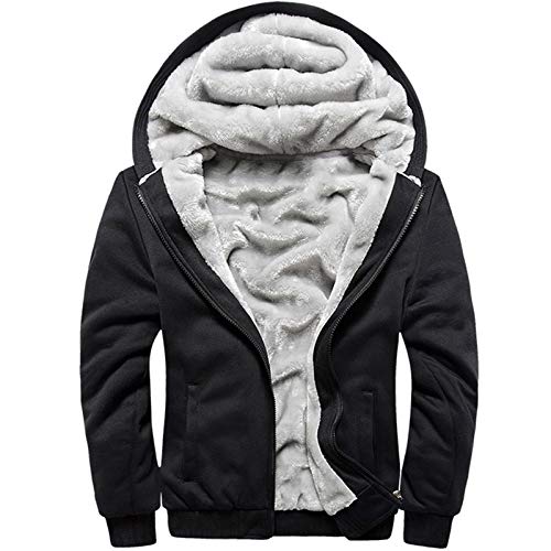 MACHLAB Men's Pullover Winter Workout Fleece Hoodie Jackets Full Zip Wool Warm Thick Coats - color: W11black, size: Medium