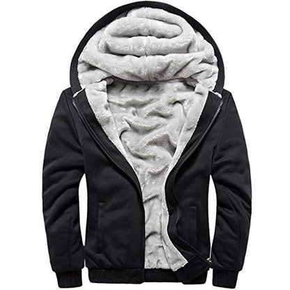 MACHLAB Men's Pullover Winter Workout Fleece Hoodie Jackets Full Zip Wool Warm Thick Coats - color: W11black, size: Medium