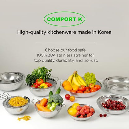 Stainless Steel Colander Set of 3, 1.5/2.5/4 Qt, Long Handle - size: 1.5+2.5+4QT Strainer